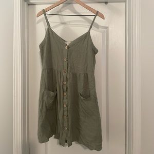 Green Linen Sleeveless Dress